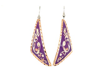 Triangle Earrings - Purple & Silver