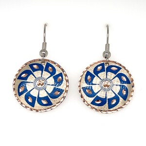 Shield Earrings - Silver & Blue