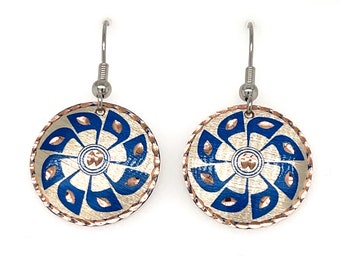 Boucles d’oreilles Shield - Argent & Bleu