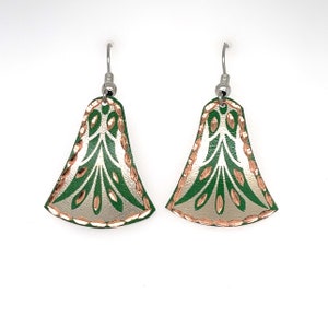 Bell Earrings - Silver & Green