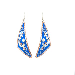 Triangle Earrings - Blue & Silver