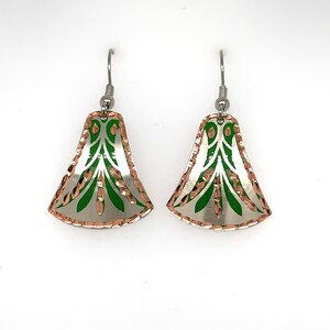 Bell Earrings - Silver & Green