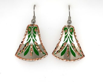 Bell Earrings - Silver & Green