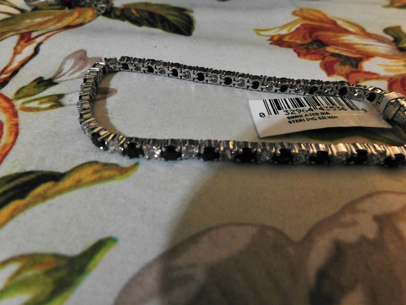 Silver Diamond Lux Lab Created Sapphire and Cz Tennis Bracelet