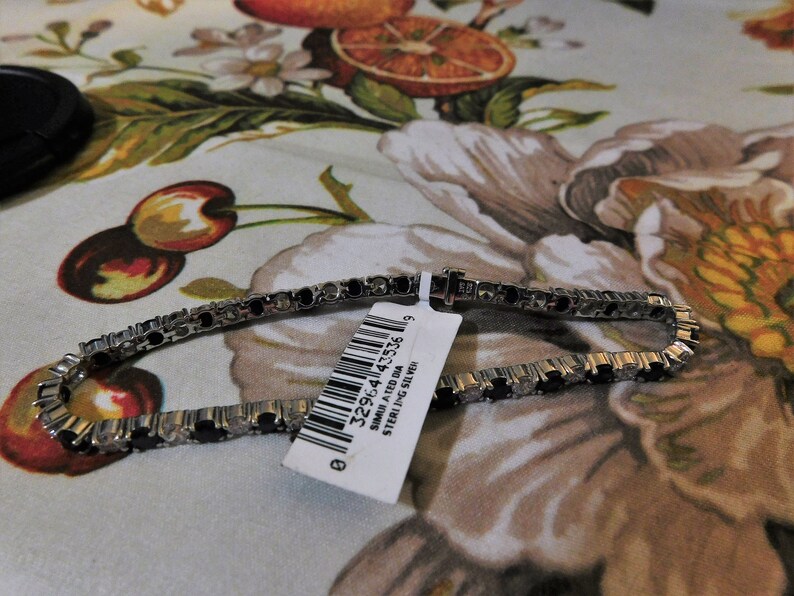 Silver Diamond Lux Lab Created Sapphire and Cz Tennis Bracelet