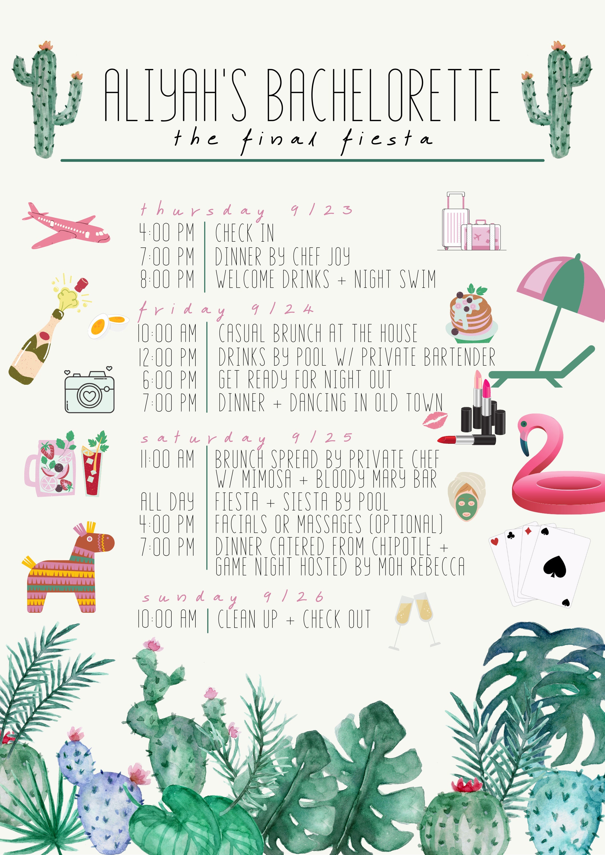 Editable Bachelorette Itinerary Template Final Fiesta Etsy UK Editable Bachelorette Itinerary Template Final Fiesta Etsy UK
