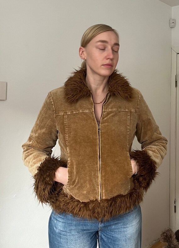 Vintage Corduroy Faux Fur Trim Jacket Gem