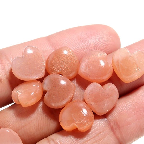 Natural Peach Moonstone Heart Shape Briolette's, AAA Moonstone Smooth Heart Shape Beads, Gemstone Carved Charm for Jewelry Making 12 MM