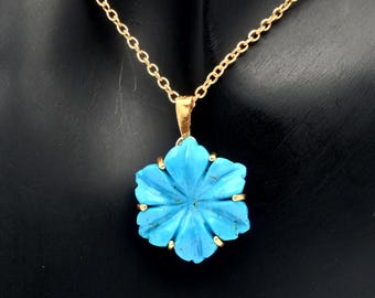 Ciondolo cammeo e fiore turchese Lady in Blue - - l'arte della gioielleria made in Italy