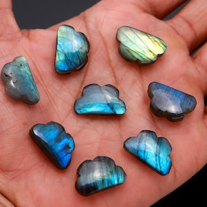 Flashy Labradorite Clouds Shape Loose Gemstones, Hand Carved Smooth Cloud Shape Beads, Labradorite Cloud Briolette&#39;s, Jewelry Charms 20 MM