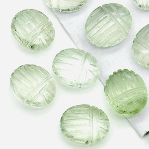 Natural Green Amethyst Scarab Shape Briolette, Amethyst Sracab Carving Beads, Beetle Shape Hand Carved Stones, 12 MM, Insect & Scarab Charm