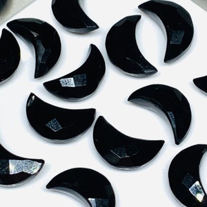 Natural Black Onyx Moon Shape Gemstone Beads, Carved Moon Shape Briolette&#39;s Beads, Faceted Moon Beads, Celestials Beads For Jewelry 12 MM