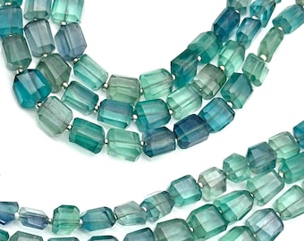 AAA Green Fluorite Faceted Tumble Gemstone Beads ~ 5X7-6X8MM Natural Fluorite Nuggets Shape Beads ~ 8&quot; Strand Jewelry Making Wholesale Beads