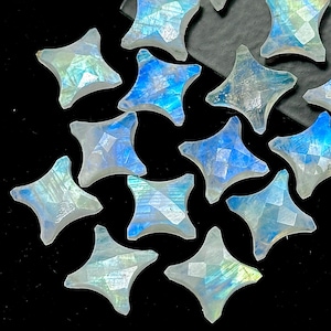 Top Quality Rainbow Moonstone Ninja Star Shape Beads, Natural Rainbow Moonstone Star Gemstone Beads, 15 MM, Star Shape Briolettes, Crystals