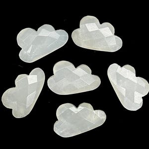 Natural White Moonstone Clouds Shape Beads, Flashy Moonstone Faceted Cloud Shape Stone, 17 MM, Hand Carved Clouds Charms, Briolette&#39;s Beads