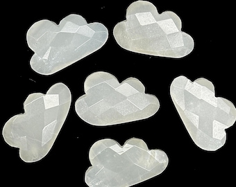 Natural White Moonstone Clouds Shape Beads, Flashy Moonstone Faceted Cloud Shape Stone, 17 MM, Hand Carved Clouds Charms, Briolette's Beads