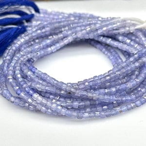 Natural Tanzanite Box Shape Beads, 2 MM Tanzanite Shaded Gemstone Beads, 12 Inches Cube Shape Faceted Loose Beads Strand for Jewelry Making