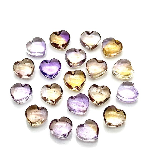 Natural Ametrine Heart Shape Briolette's, AAA Ametrine Smooth Heart Shape Beads, Hand Carved Gemstones, Jewelry Making Wholesale Beads 8 MM