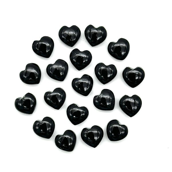 Cute Black Onyx Little Heart Beads, Natural Black Onyx Smooth Heart Shape Briolette's, Hand Carved Gemstones, Jewelry Making Beads 8 MM