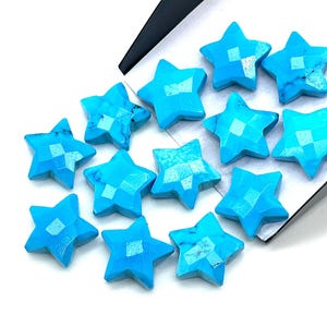 Blue Turquoise Star Shape Briolettes, AAA Turquoise Star Shape Beads, Faceted Hand Carved Star for jewelry, Star Shape Charms, 15 MM,