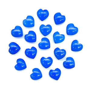 Blue Chalcedony Smooth Heart Shape Beads, AAA Chalcedony Heart Shape Briolettes, Hand Carved Gemstones, Jewelry Making Loose Charms, 8 MM