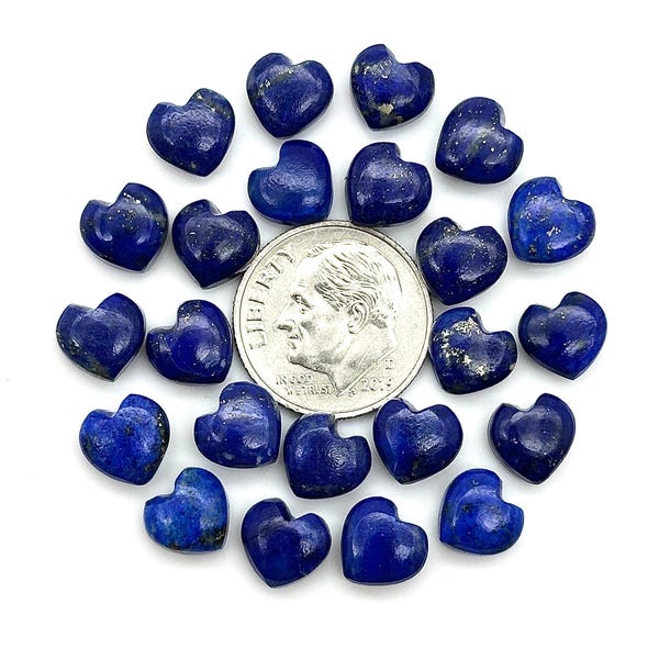 AAA Lapis Lazuli Heart Shape Briolettes, Natural Blue Lapis Smooth Heart Shape Beads, Hand Carved Gemstone, Jewelry Making Loose Charm, 8 MM