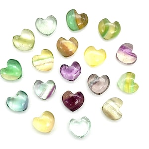 Rainbow Fluorite Heart Shape Beads, Natural Fluorite Smooth Heart Shape Beads, Hand Carved Gemstone, Jewelry Making Loose Charms, 10 MM