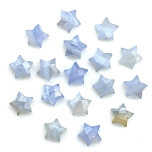 Natural Blue Lace Agate Faceted Star Shape Briolette, Hand Carved Star Shape Gemstone Charms For Jewlery, Lace Agate Star Beads, 10 MM