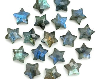 Flashy Labradorite Star Beads: Carved Gemstone Charms (10mm)