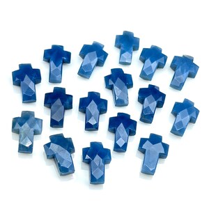 Genuine Blue Opal Cross Shape Gemstone Beads ~ Healing & Protection Gemstone Beads ~ Faceted Blue Opal Beads ~ 15 MM Cross Charm Beads
