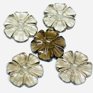 2,3,4,5 Pcs Natural Smokey Quartz Hand Carved Flower Shape, Carved Flower Shape Gemstone For Jewellery, Flower Shape Gemstone, 12 mm