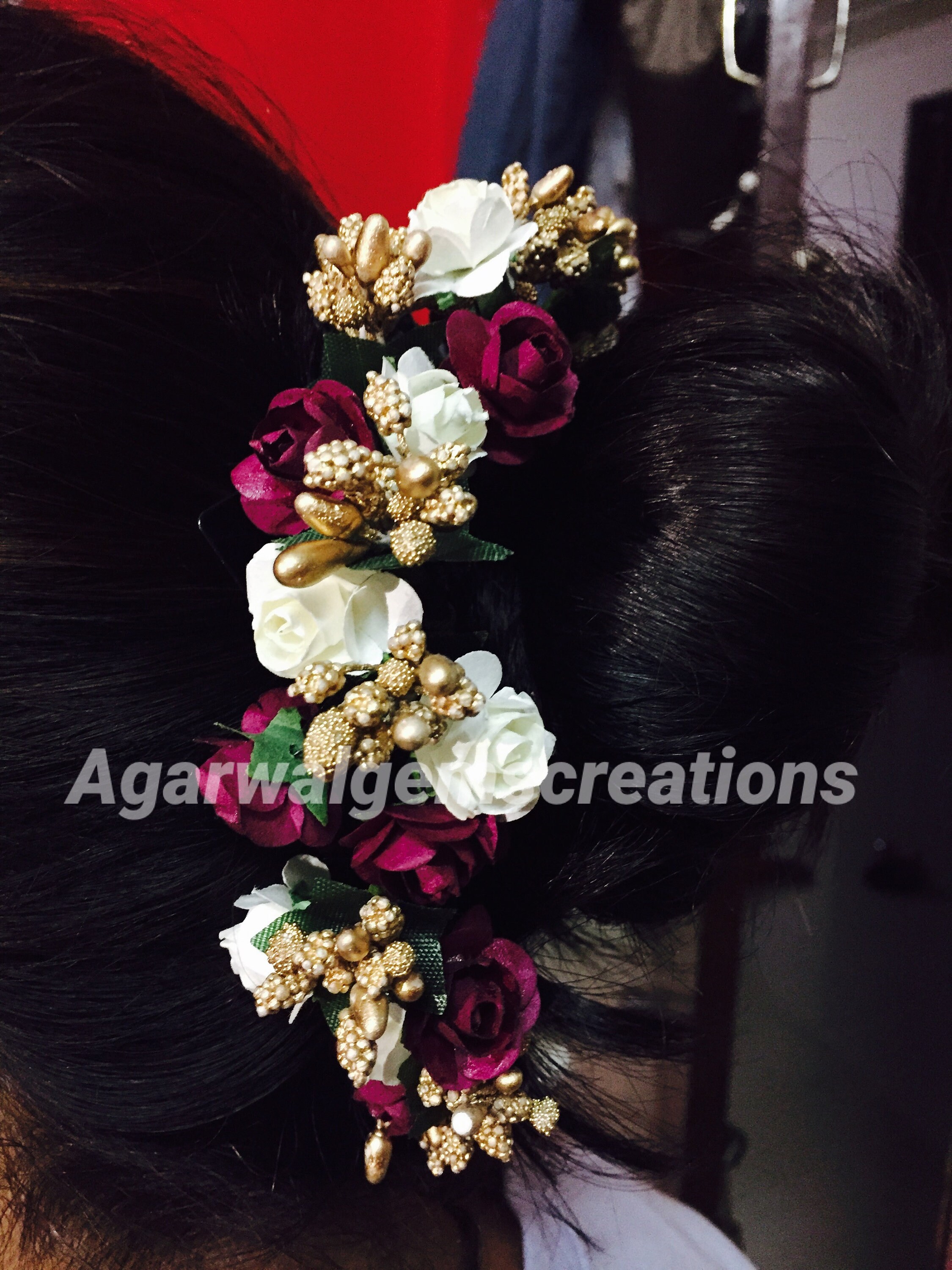 Rose hair Gajra floral Veni flower hair accessories bridal Etsy