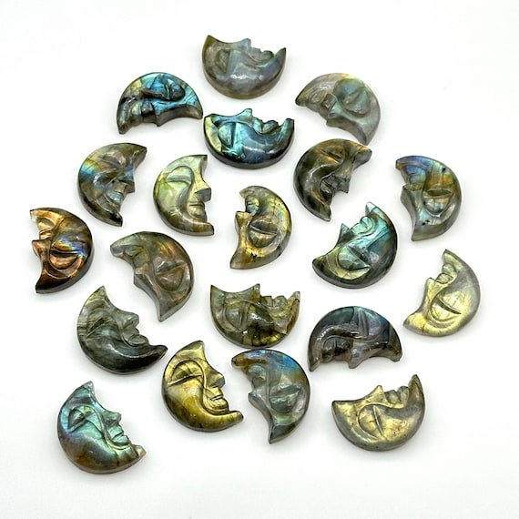 AAA Natural Labradorite Moon Face, Flashy Labradorite Carvings, 18X13 MM, Jewelry Making Carving Gemstone, Carved Face Crystal, Face Charm