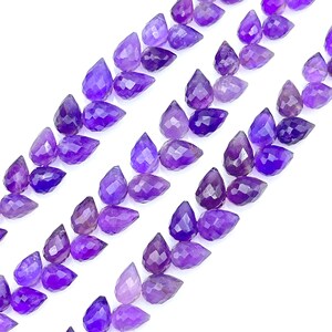 Natural Amethyst Faceted Drop Shape Beads, 6X8 Mm Faceted Amethyst ...