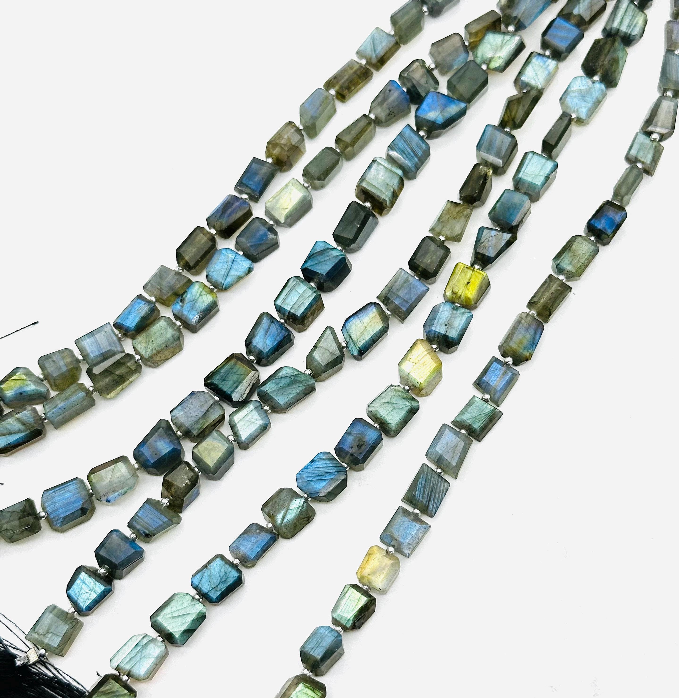 Natural Flashy Labradorite Faceted Tumble Beads ~ Labradorite Nuggets Shape Gemstone Beads ~ Fancy Jewelry Making Wholesale Beads ~ 8" Inch