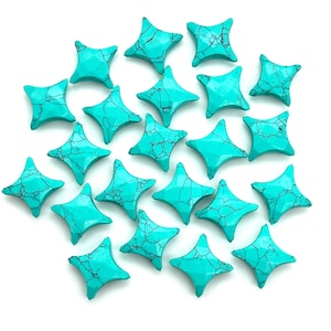 Howlight Turquoise Star Shape Beads, Blue Turquoise Fancy Star Shape Gemstone Beads, 15 MM Jewelry Making Star Shape Briolette Beads