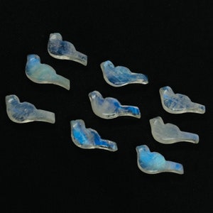 1,2,3,4,5 Pcs Natural Rainbow Moonstone Handmade Carved Bird Shape, Bird Shape Loose Gemstone For Jewelry 15X7-17X7 mm, Carving Bird Jewelry