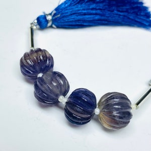 1,2,3,4,5 pcs 100% Natural Fluorite Carved Melon Shape Beads, Fluorite Melon Shape Gemstone, Pumpkin Beads Gemstone For Jewelry, 12 mm