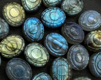 2,3,4,5 Pcs Natural Labradorite Carved Evil Eye Gemstone, Flashy Labradorite Evil Eye Charm Beads For Jewelry Making, Carving Beads, 10X12MM