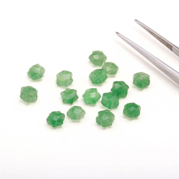 Green Strawberry Stars Briolette's, Green Strawberry Star Shape Beads, 6 MM Star Shape Gemstone for Jewelry, 6 Sides Carving Star Beads
