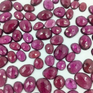 2,5,10pcs AAA+ Quality Rhodolite Garnet free form Rose cut, faceted rose cuts, gemstone for jewelry, jewelry making rosecut 7X8 12x10 mm