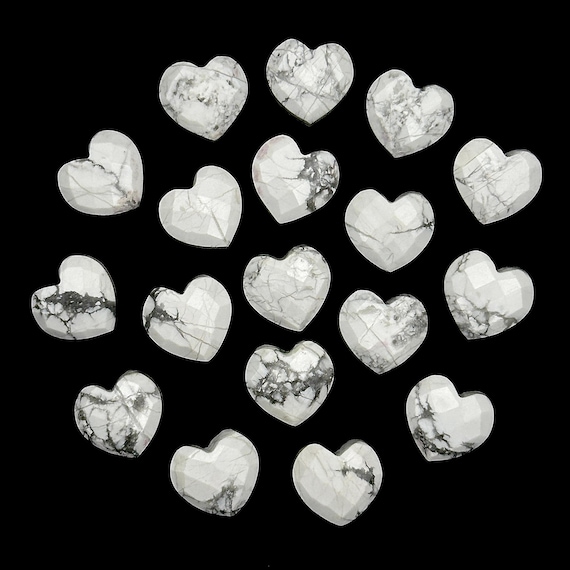 White Howlite Heart Shape Briolette's, Howlite Faceted Heart Shape Beads, Hand Carved Gemstone, Jewelry Making Charms, 10 MM