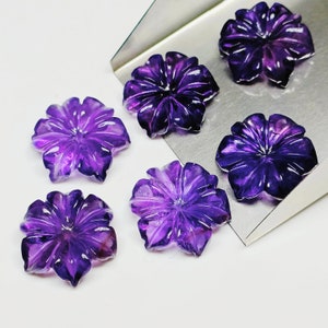 1,2,3,4,5 pcs AAA Quality 100% Natural Blue Amethyst Flower Shape Carved Gemstone, Flower Shape Carving, Carved Gemstone For Jewellery 20 mm