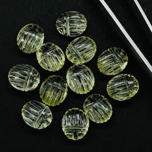 Lemon Quartz Scarab Shape Gemstone Beads, Lemon Quartz Beetle Face Carving Beads, Animal Carvings, Gemstone Charm Beads, 10X12 MM