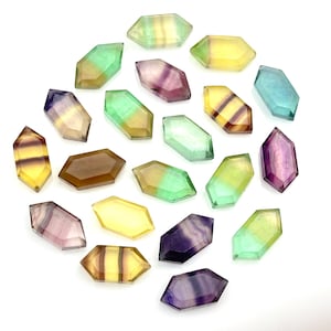 Rainbow Fluorite Hexagon Shape Gemstone Beads, New Fancy Shape Charms For Jewelry, 7X14 Geometrical Gemstone Beads, Wholesale Carving Beads