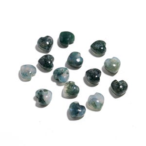 Natural Moss Agate Heart Shape Gemstone Beads ~ Heart Shape Smooth Briolettes Beads ~ Loose Gemstone for Jewlery Making ~ 8 MM Heart Beads