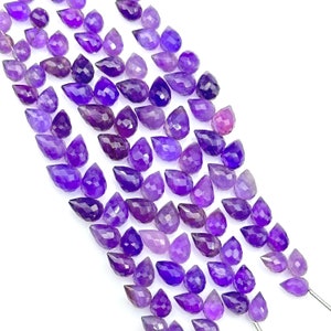 Natural Amethyst Faceted Drop Shape Beads, 6X8 Mm Faceted Amethyst ...