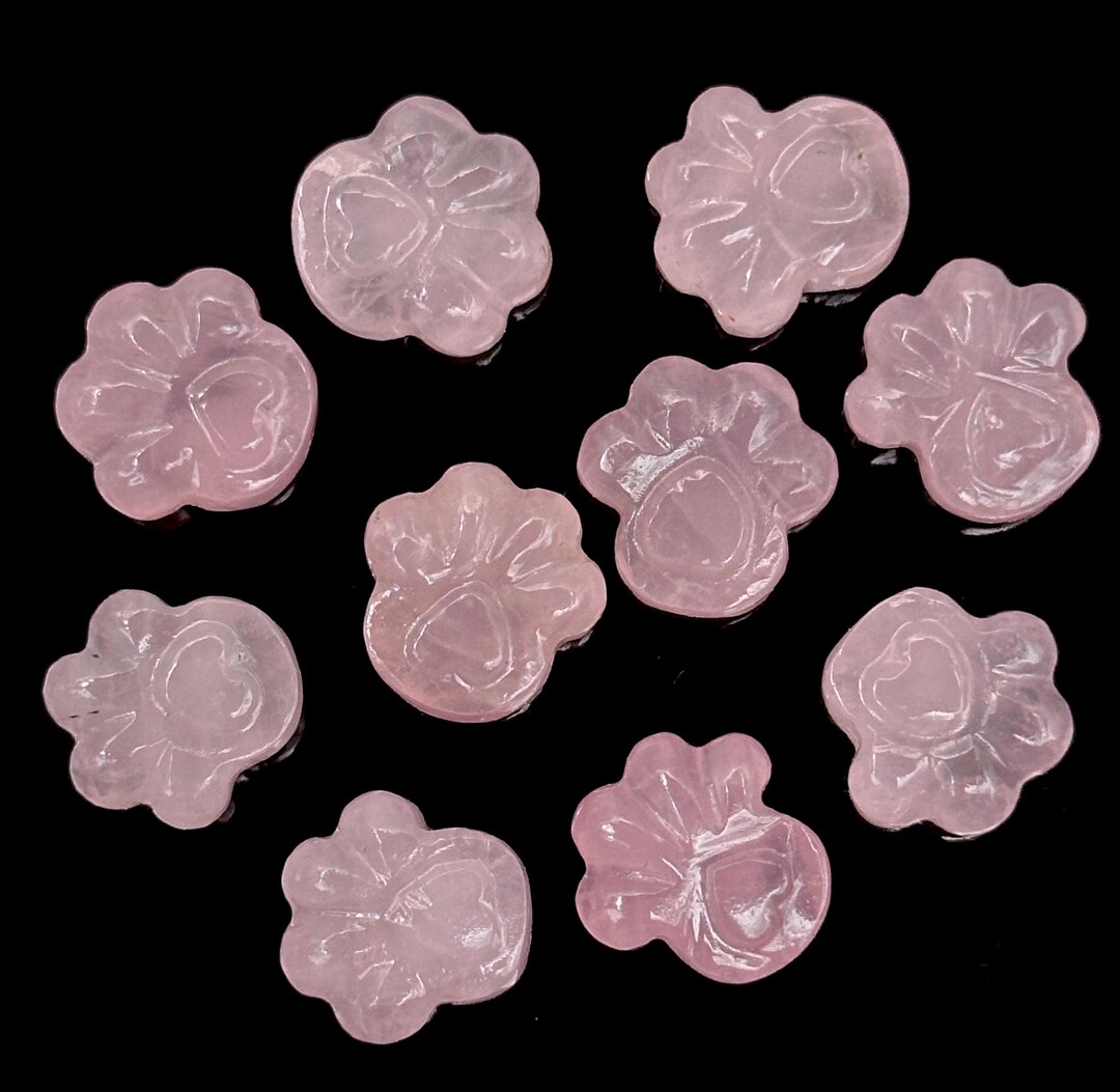 Natural Rose Quartz Hand Carved Dog Paw, AAA+ Quality Gemstone Flat ...