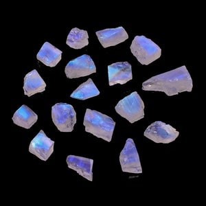 Dazzling AAA Quality 100% Natural Flashy Blue Rainbow Moonstone Rough Loose Gemstone, Raw Crystals, Lot For Jewelry 8x12 15x18, Rough Stones