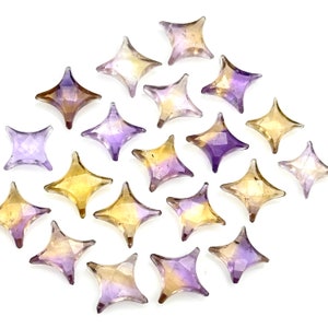 Contas de ametrina natural em formato de estrela ninja para entalhe, contas de pedras preciosas em formato de estrela, briolettes de 11 x 15 mm para confecção de joias.